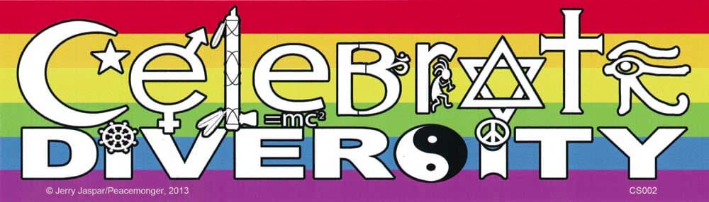 Celebrate Diversity – Bumper Sticker / Decal. Peace Resource Project